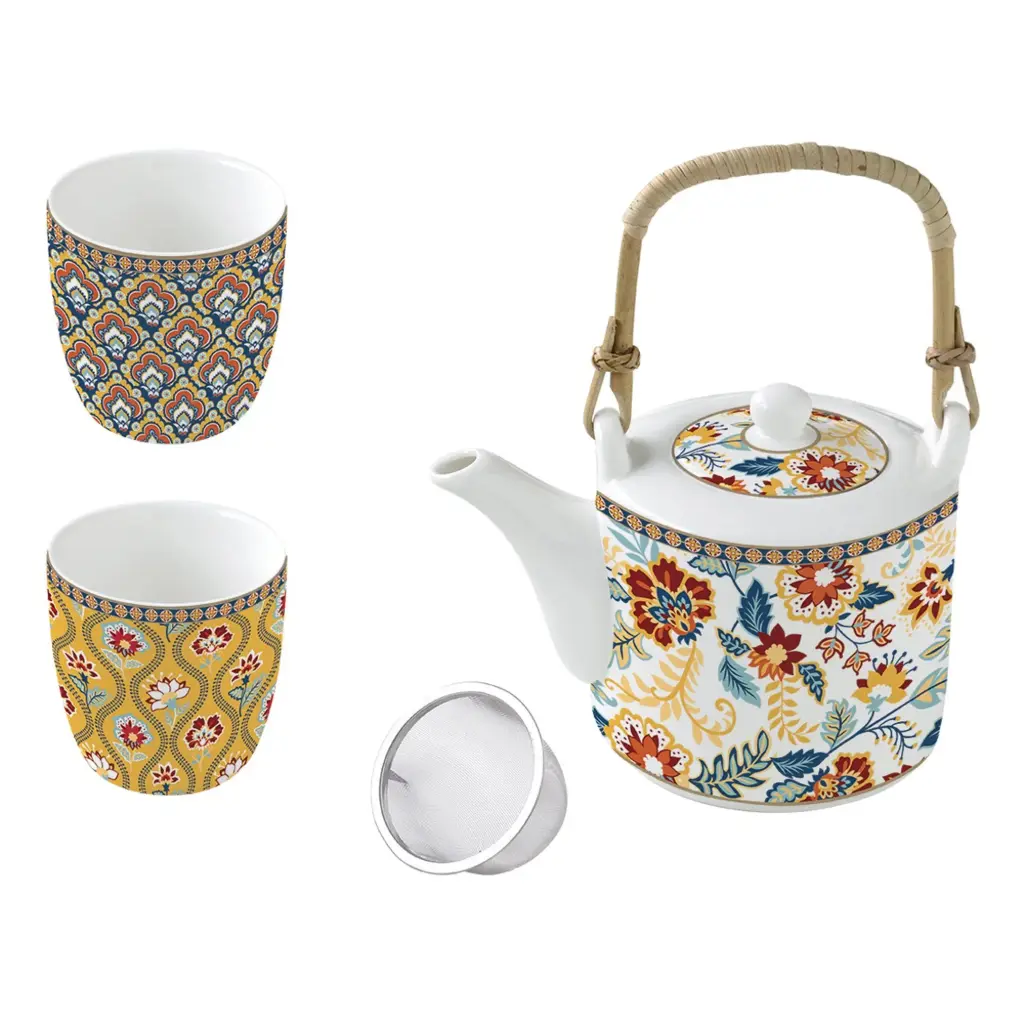 Cachemire - Set théière et 2 tasses