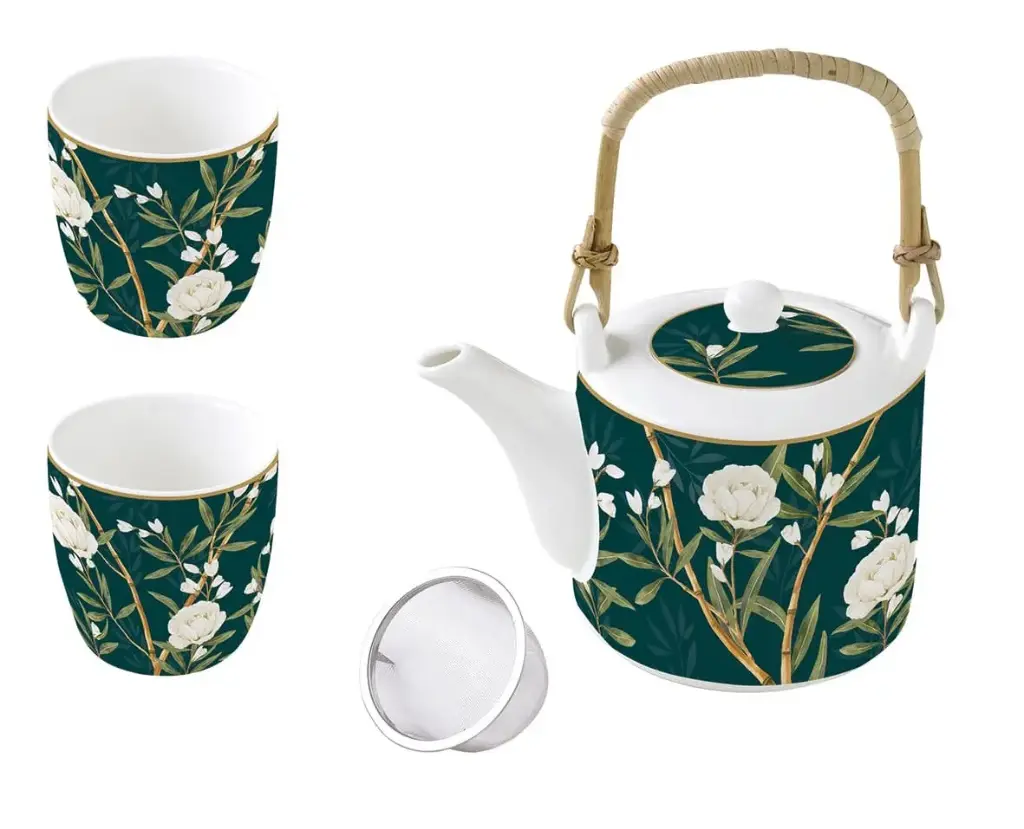 Pivoines - Set théière et tasses